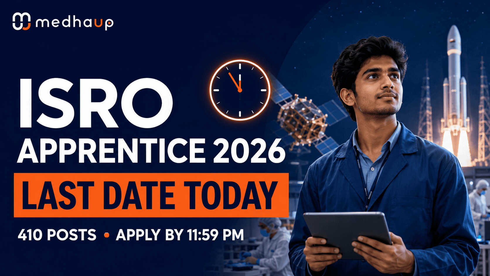 ISRO Apprentice Recruitment 2026 Last Date Today: Apply for 410 Posts Before 11:59 PM