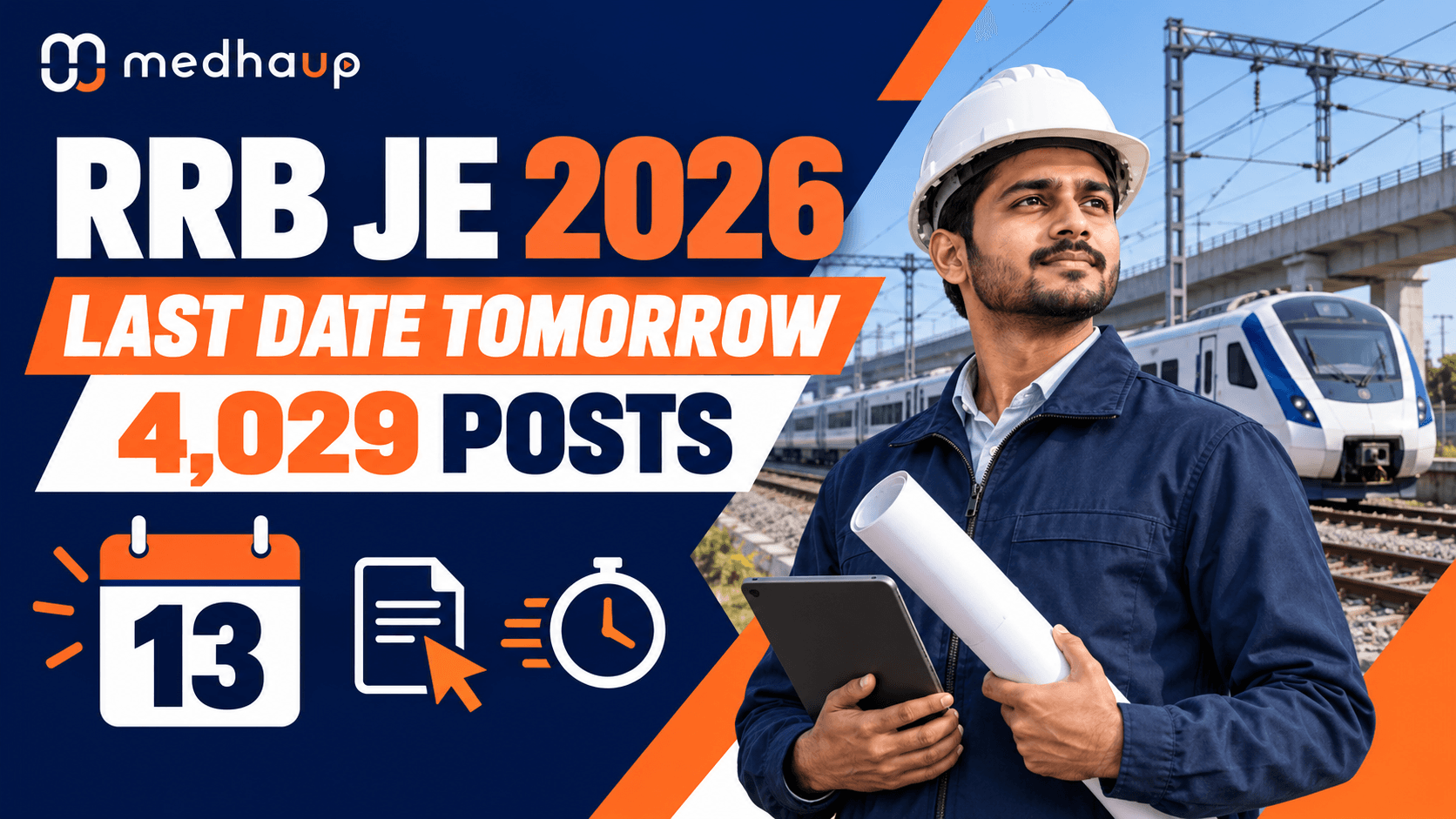 RRB JE Recruitment 2026 Last Date Tomorrow: Apply Online for 4,029 Posts Before September 13